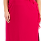 Vestido feminino com decote em V e babados, rosa, tamanho 14W