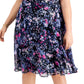 Vestido feminino Connected de chiffon com ajuste e abertura frontal, azul, tamanho 20W