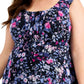 Vestido feminino Connected de chiffon com ajuste e abertura frontal, azul, tamanho 20W