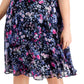 Vestido feminino Connected de chiffon com ajuste e abertura frontal, azul, tamanho 20W