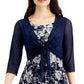Vestido estampado feminino conectado com 2 peças e jaqueta de malha azul tamanho 6 pequeno