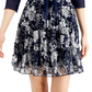 Vestido estampado feminino conectado com 2 peças e jaqueta de malha azul tamanho 6 pequeno