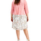 Vestido estampado feminino conectado e jaqueta de malha branca tamanho 18W