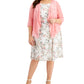 Vestido estampado feminino conectado e jaqueta de malha branca tamanho 18W