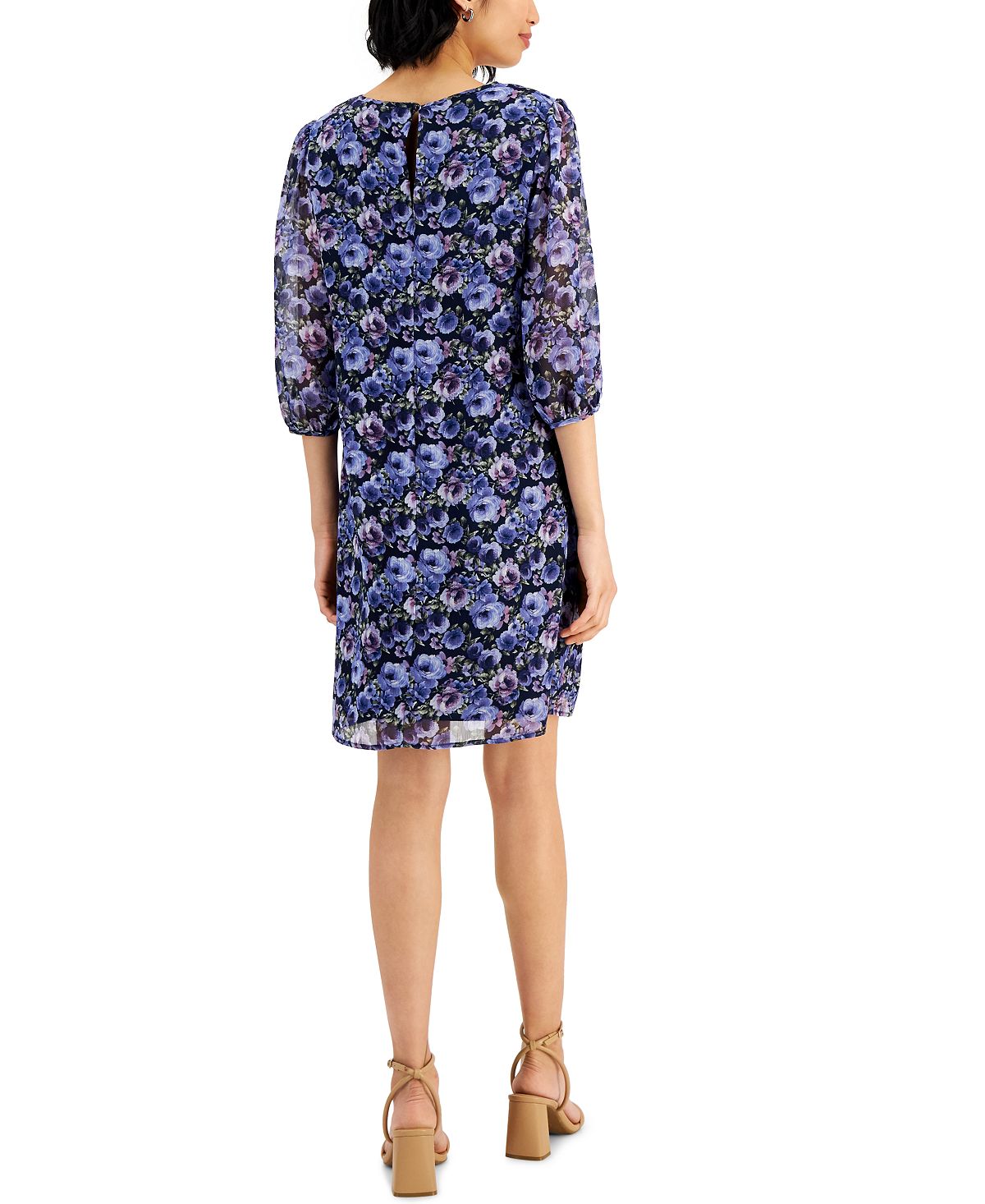 Vestido feminino com estampa floral evasê azul tamanho 6 da Connected