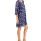 Vestido feminino com estampa floral evasê azul tamanho 6 da Connected