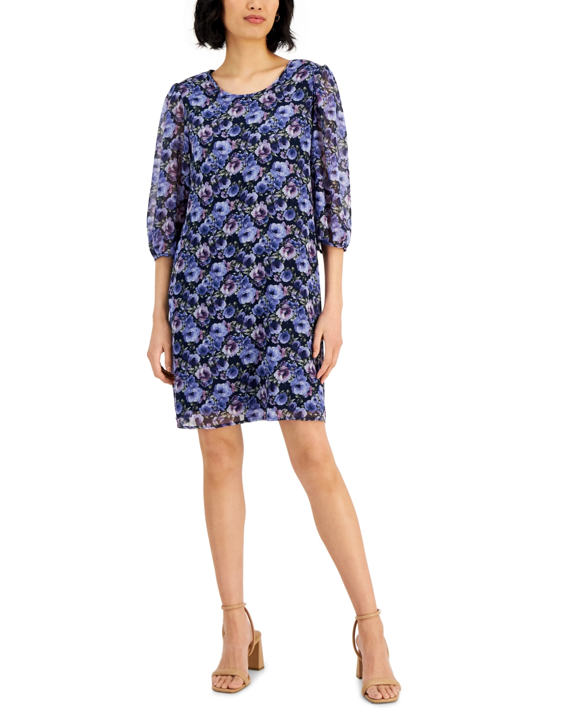 Vestido feminino com estampa floral evasê azul tamanho 6 da Connected