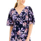 Vestido tubinho feminino Connected, manga curta, em camadas, azul, tamanho 6, pequeno