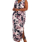 Vestido feminino com estampa floral e babados, roxo, tamanho 16W