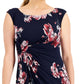 Vestido feminino Connected com manga curta e aba lateral, azul, tamanho 4, pequeno