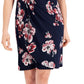 Vestido feminino Connected com manga curta e aba lateral, azul, tamanho 4, pequeno