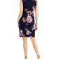 Vestido feminino Connected com manga curta e aba lateral, azul, tamanho 8, pequeno