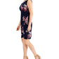 Vestido feminino Connected com manga curta e aba lateral, azul, tamanho 8, pequeno