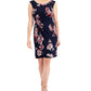 Vestido feminino Connected com manga curta e aba lateral, azul, tamanho 8, pequeno