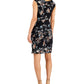 Vestido tubinho com manga curta floral feminino conectado, preto, tamanho 6, pequeno