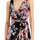 Vestido envelope feminino com estampa floral e babados, preto, tamanho 4