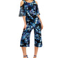 Macacão feminino Cold Shoulder estampado azul tamanho 8 da Connected