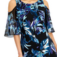 Macacão feminino Cold Shoulder estampado azul tamanho 8 da Connected