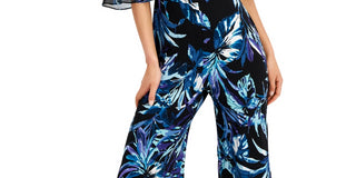 Macacão feminino Cold Shoulder estampado azul tamanho 8 da Connected