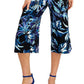 Macacão feminino estampado com ombros descobertos, azul, tamanho 10