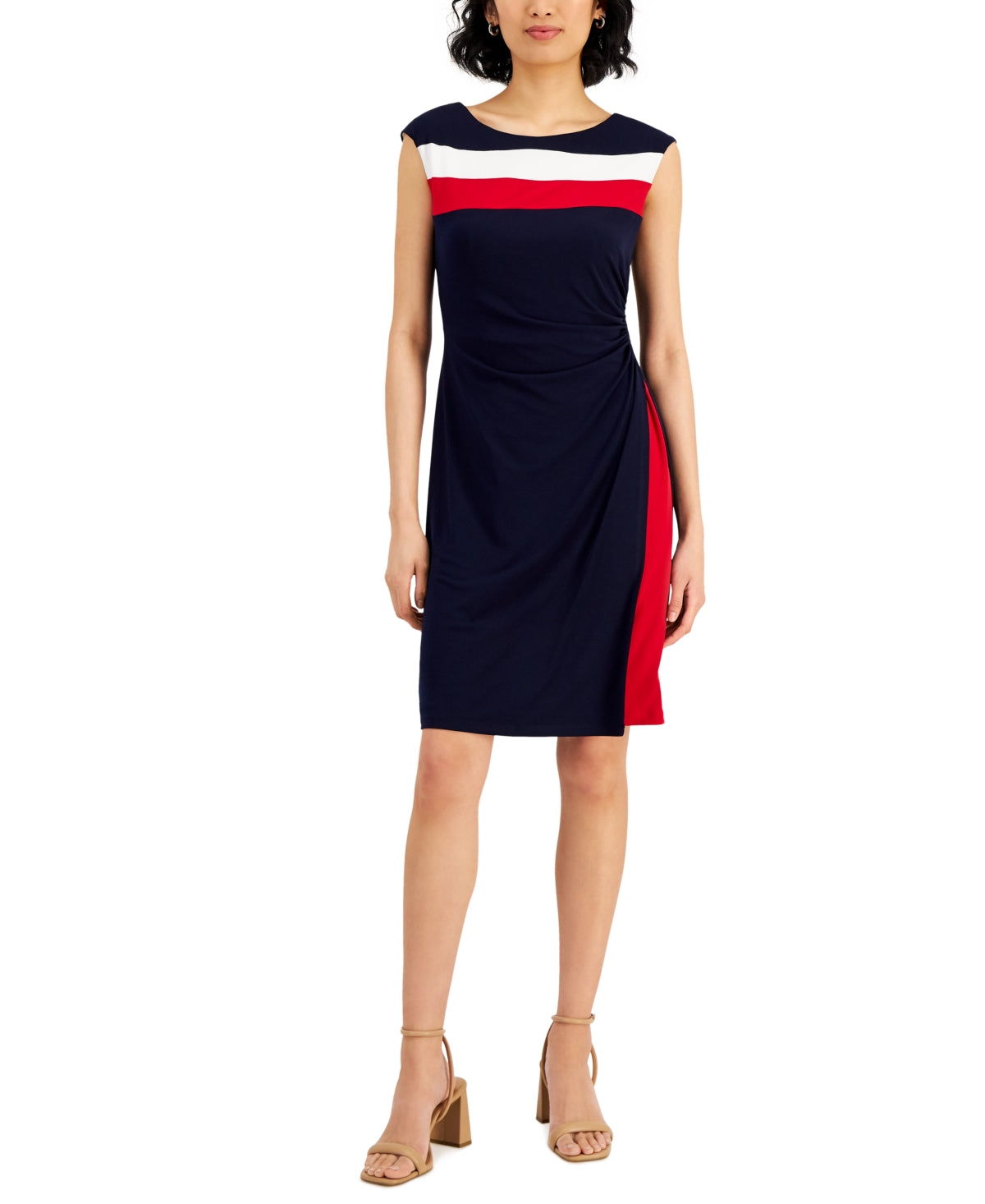 Vestido tubinho com blocos de cores da Connected Women's, vermelho, tamanho 12