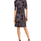 Vestido envelope falso estampado feminino conectado, roxo, tamanho 14