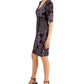 Vestido envelope falso estampado feminino conectado, roxo, tamanho 14