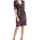 Vestido envelope falso estampado feminino conectado, roxo, tamanho 14