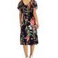Vestido midi popover estampado feminino conectado, azul, tamanho 8, pequeno