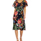 Vestido midi popover estampado feminino conectado, azul, tamanho 8, pequeno