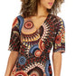 Vestido feminino com estampa e argola lateral, marrom, tamanho 12, pequeno