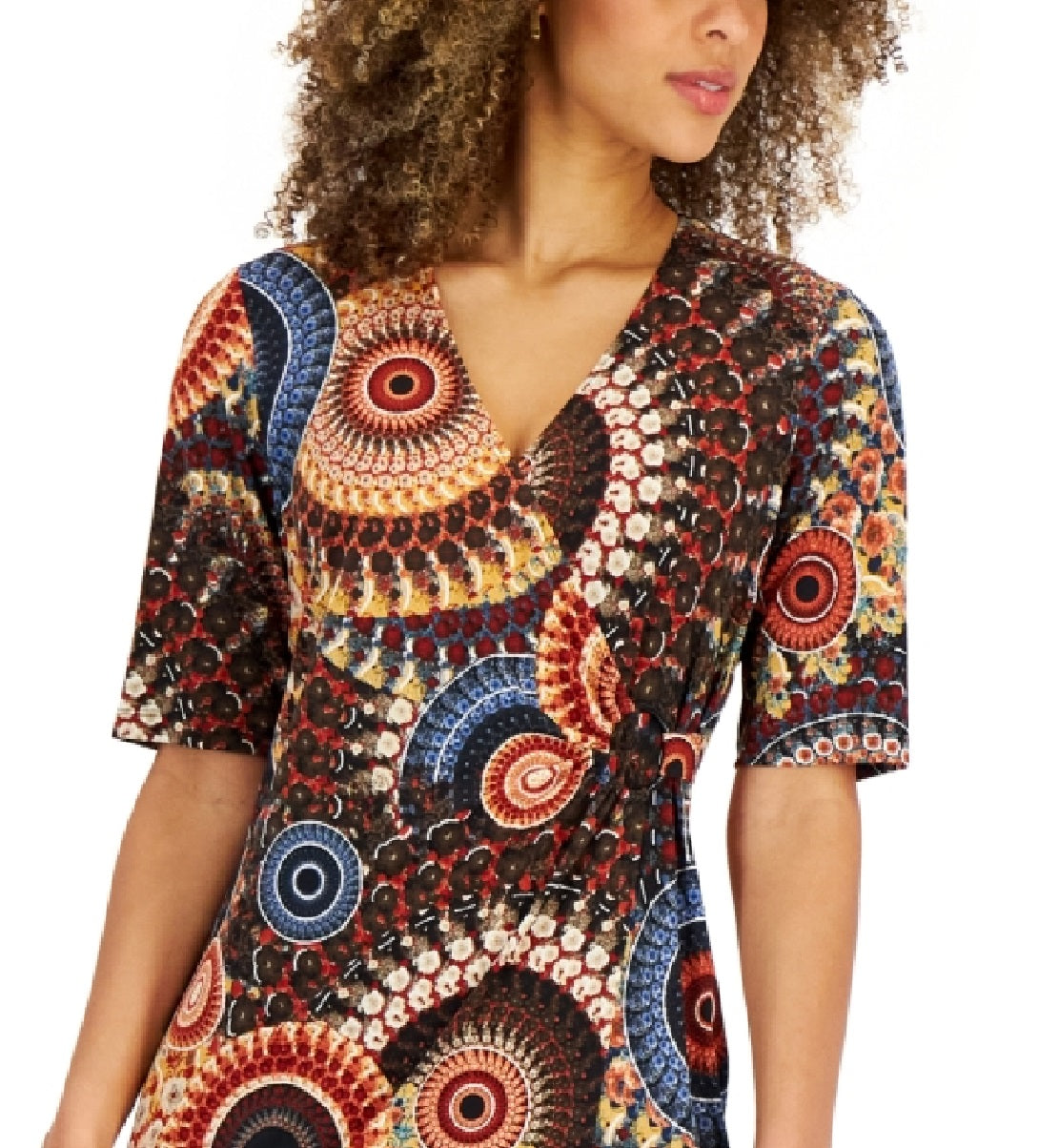 Vestido feminino com estampa e argola lateral, marrom, tamanho 12, pequeno