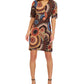 Vestido feminino com estampa e argola lateral, marrom, tamanho 12, pequeno