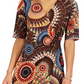 Vestido feminino com estampa e argola lateral, marrom, tamanho 12, pequeno