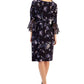 Vestido feminino com aba lateral estampada, roxo, tamanho 4, pequeno