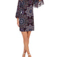 Vestido feminino Connected de chiffon estampado, justo e evasê, roxo, tamanho 8, pequeno