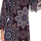 Vestido feminino Connected de chiffon estampado, justo e evasê, roxo, tamanho 8, pequeno
