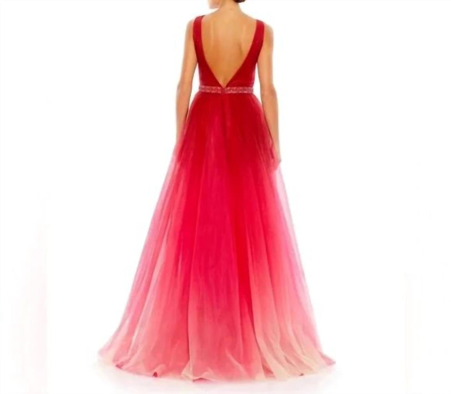 Mac Duggal - Beaded Belt Wrap Over Sleeveless Ballgown