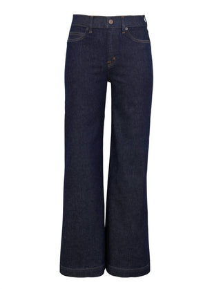 Spanx - Calça jeans de algodão com perna larga e lavagem crua