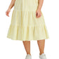 E agora este vestido feminino de algodão em camadas amarelo tamanho 3X