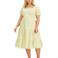 E agora este vestido feminino de algodão em camadas amarelo tamanho 3X