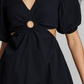 E agora este minivestido feminino de algodão com decote em V, preto, tamanho XL