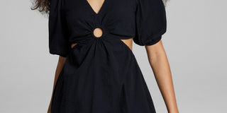 And Now This Women's Keyhole Cotton Mini Dress Black Size XL