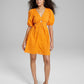E agora este minivestido feminino de algodão com decote em forma de fechadura, laranja, tamanho P