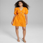 E agora este minivestido feminino de algodão com decote em forma de fechadura, laranja, tamanho P