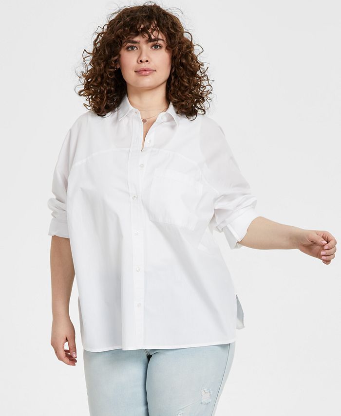 E agora esta camisa feminina grande de algodão branca tamanho 0X
