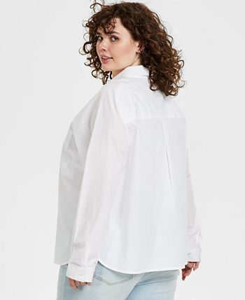 E agora esta camisa feminina grande de algodão branca tamanho 0X