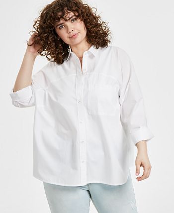 E agora esta camisa feminina grande de algodão branca tamanho 0X