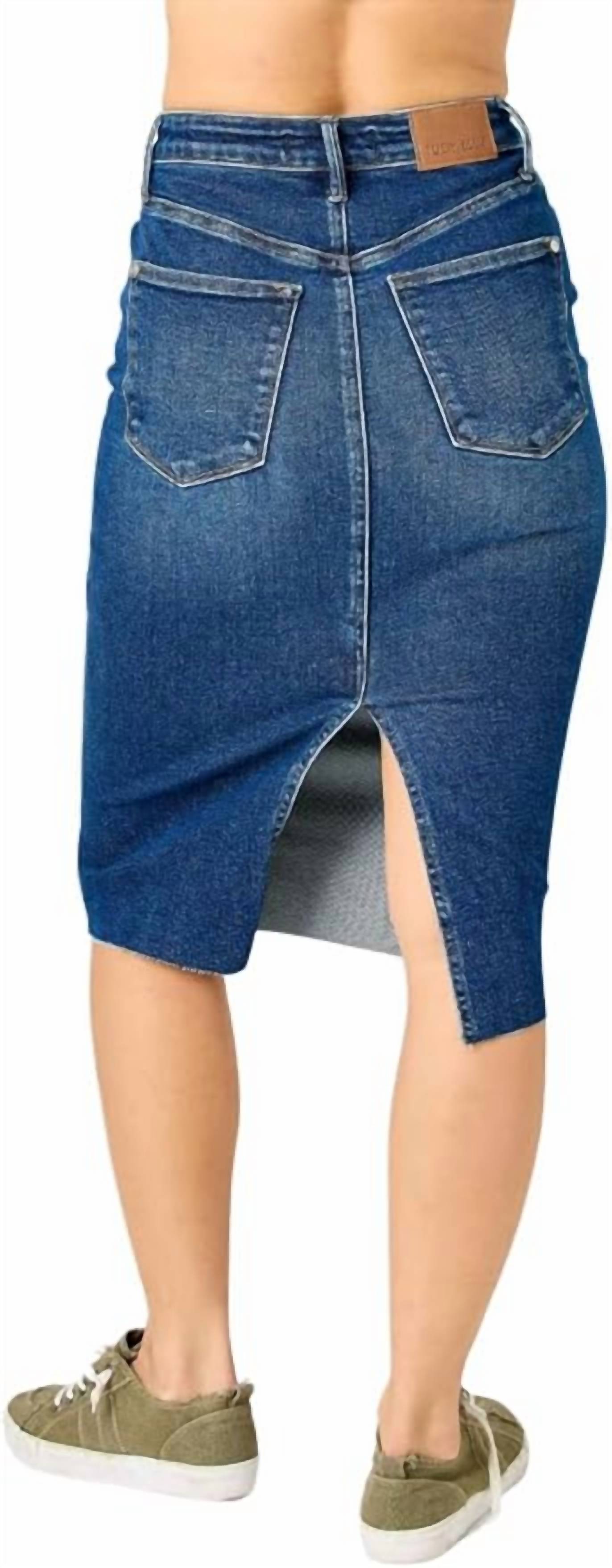 Judy Blue - High Waist Back Slit Midi Denim Skirt