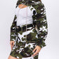 American Bazi - Edgy camo cropped jacket with chains